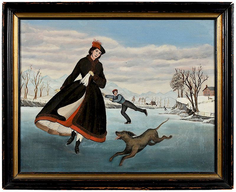 Appraisal: American School th century Skating Scene c unsigned oil on