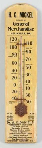 Appraisal: Dr A C Daniel's Veterinary Medicine Thermometer Wooden With advertising