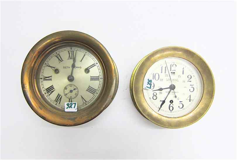 Appraisal: TWO BRASS SHIP'S CLOCKS Seth Thomas Clock Co early th