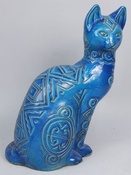 Appraisal: Early th Century Italian glazed pottery cat h x l