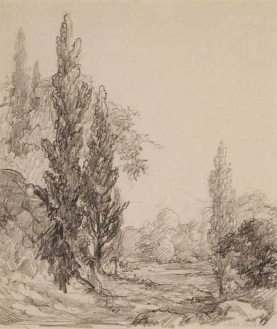 Appraisal: John Sloan American - Landscape Study charcoal on paper signed