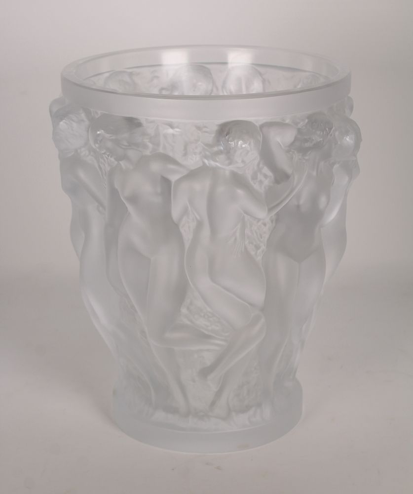 Appraisal: Lalique Crystal 'Bacchantes' Vase A Lalique Crystal 'Bacchantes' Vase The