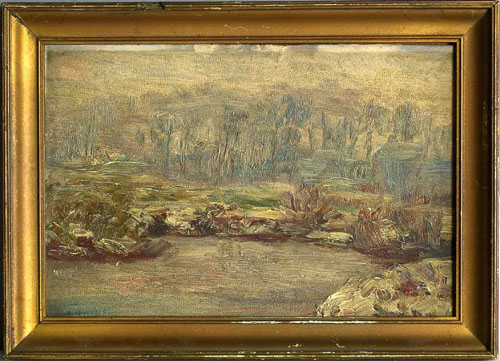 Appraisal: Pair of American oil on board landscapes early th c