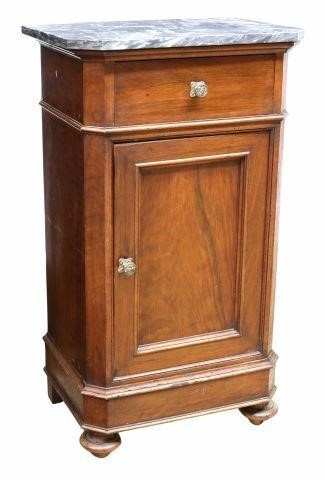 Appraisal: Italian marble-top walnut bedside cabinet late th c shaped marble