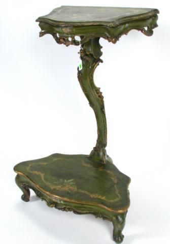 Appraisal: th century polychrome Italian valet two-tiered Louis XV style floral