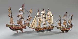 Appraisal: Group of Three Hand Made Model Ships early th c