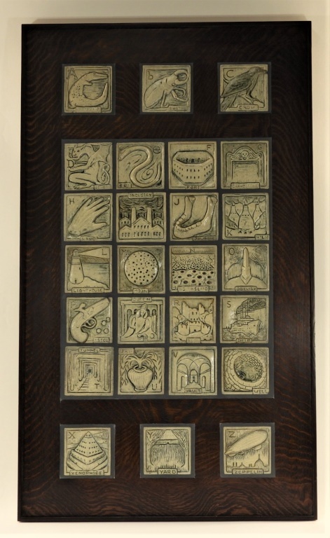 Appraisal: JONATHAN WHITE ODD INQ POTTERY ALPHABET TILE Maine ContemporaryJonathan White