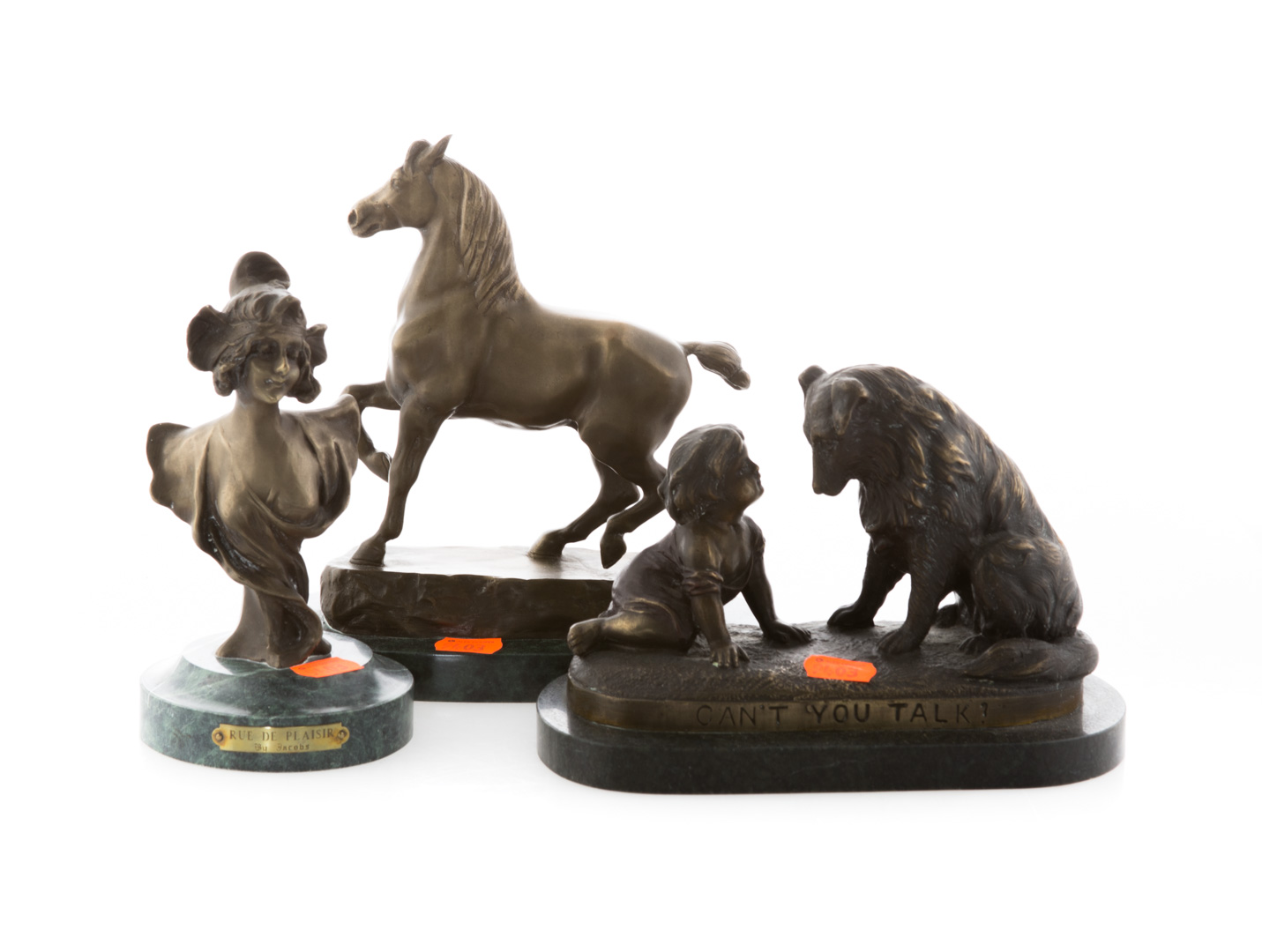 Appraisal: Three reproduction bronze figures