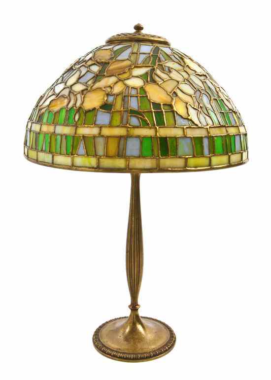 Appraisal: A Tiffany Studios Favrile Glass and Gilt Bronze Daffodil Table