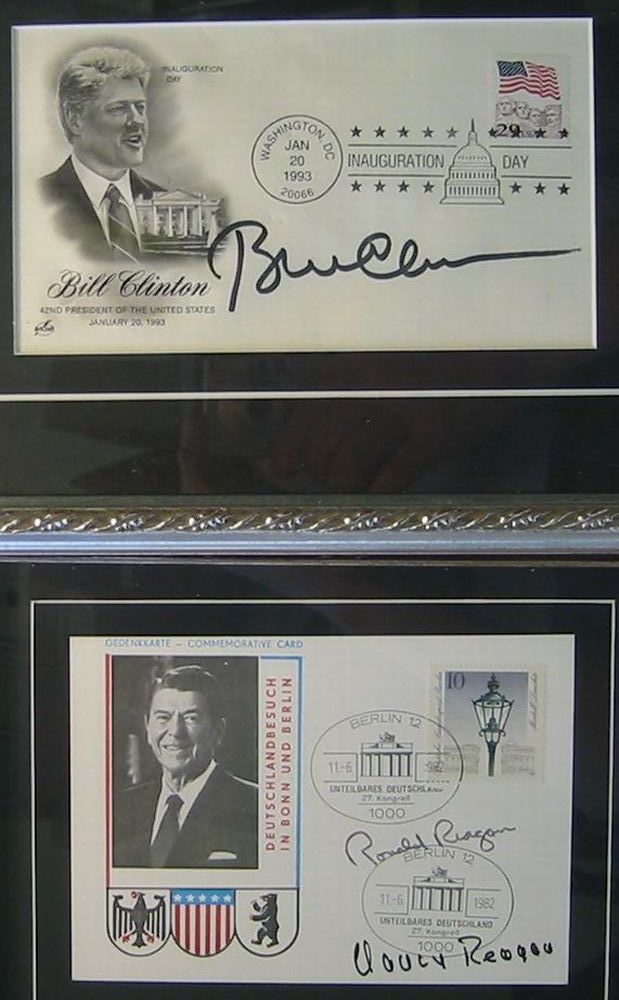 Appraisal: CLINTON AND REAGAN PRESIDENTS Two first day covers Signed Bill