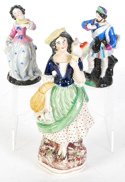 Appraisal: NINETEENTH CENTURY STAFFORDSHIRE FLAT BACK POTTERY FIGURE OF A MAID