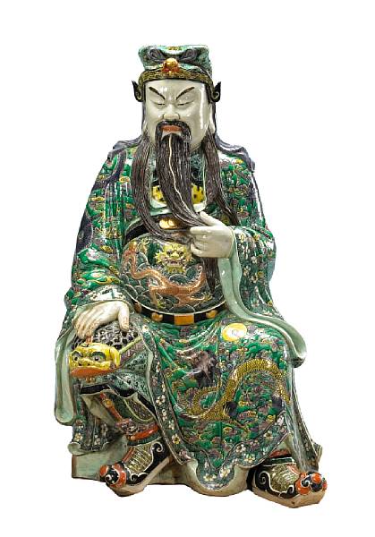 Appraisal: A famille verte enameled figure of Guanyu Late Qing Republic