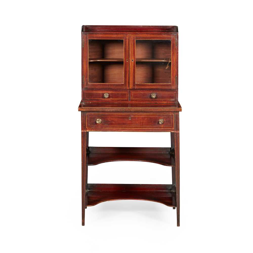 Appraisal: GEORGE III MAHOGANY BONHEUR DE JOUR LATE TH CENTURY the