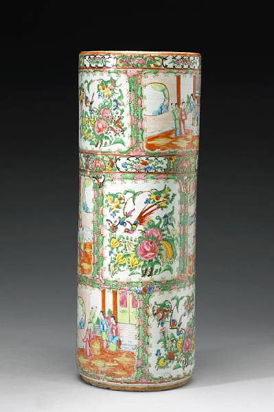 Appraisal: A 'Rose Medallion' export porcelain umbrella stand Late th Century