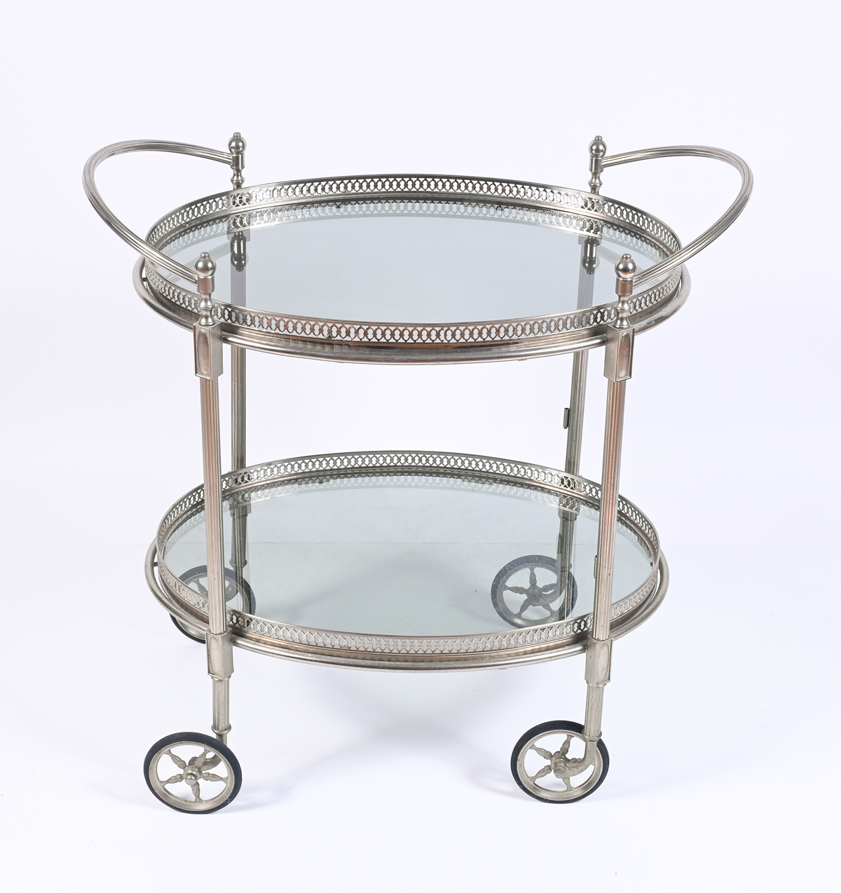 Appraisal: FRENCH MID-CENTURY TEA CART Two-tiered French Moderne Tea cart with