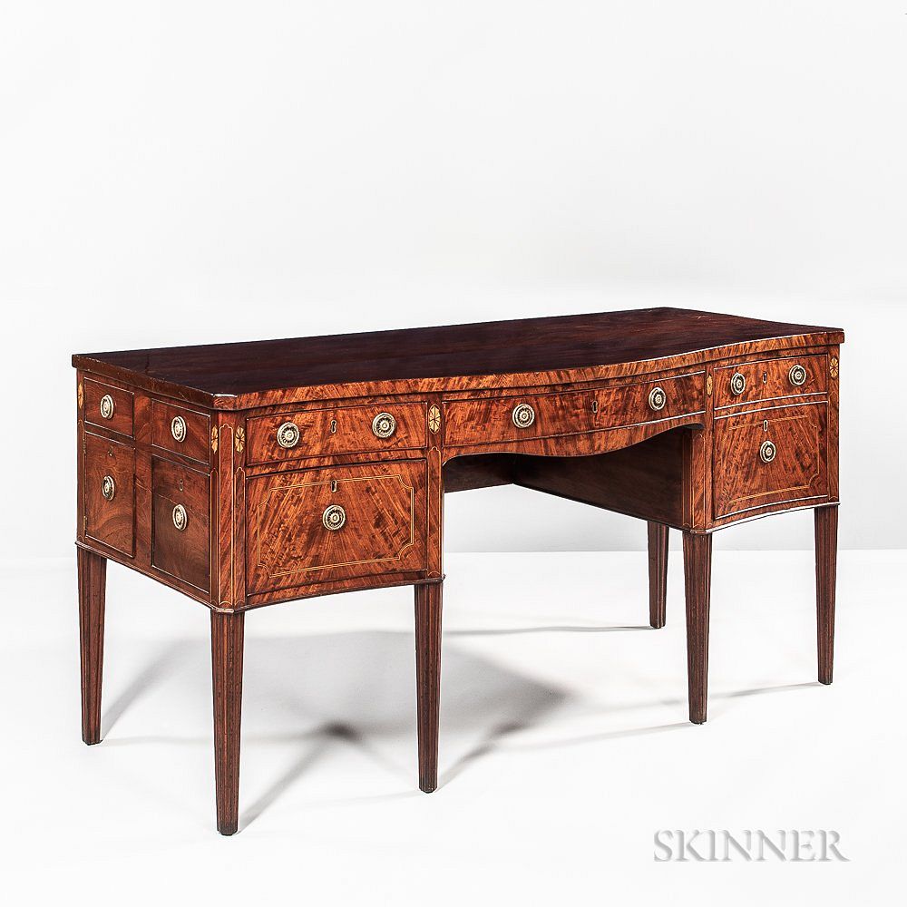 Appraisal: George III Mahogany and Mahogany-veneered Serpentine-front Sideboard George III Mahogany