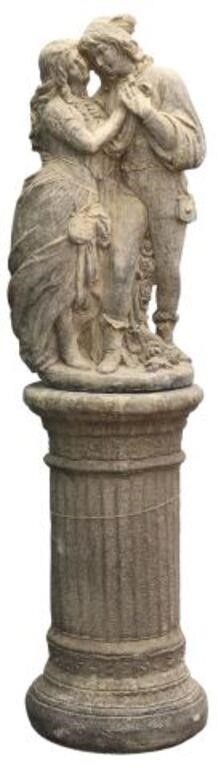 Appraisal: Cast stone garden statuary figure group Romeo and Juliet embracing