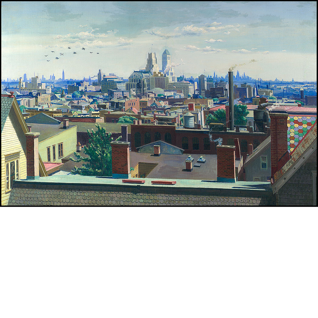 Appraisal: Vincent Jannelli American - View Across the Newark Rooftops to