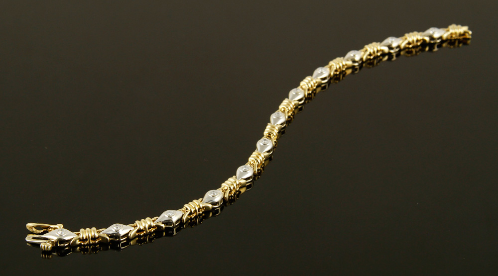 Appraisal: - K Bracelet with Diamonds K white and yellow gold