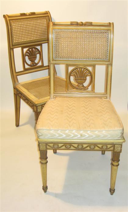 Appraisal: Pair of Louis XVI style painted side chairs th century