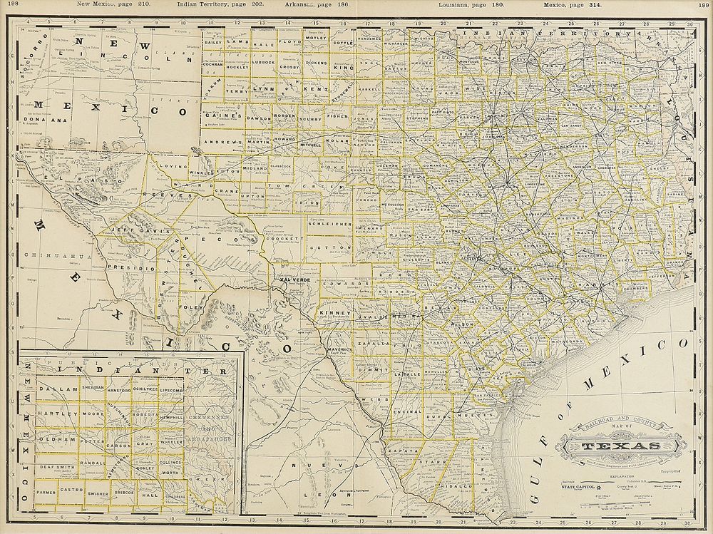 Appraisal: AN ANTIQUE POCKET MAP Railroad and County Map of Texas