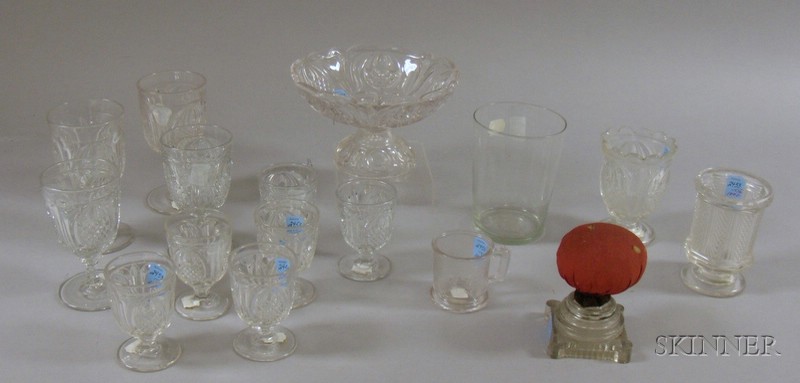 Appraisal: Twelve Pieces of Colorless Pressed New England Pineapple Pattern Glass