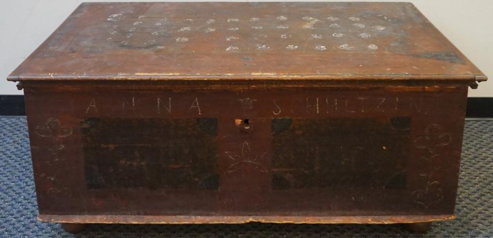 Appraisal: PENNSYLVANIA DUTCH PAINTED PINE BLANKET CHEST X X IN X