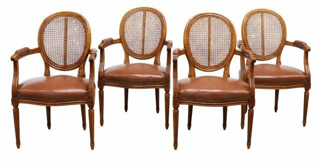 Appraisal: lot of French Louis XVI style armchairs th c carved