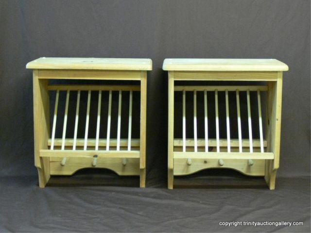 Appraisal: Pair of Pine Wood Plate Dish Towel Drying Racks -