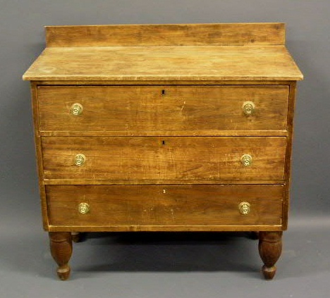 Appraisal: Late Sheraton three-drawer pine dresser with backsplash h x w