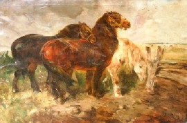 Appraisal: European Nineteenth Century School European Nineteenth Century School Draughthorses oil