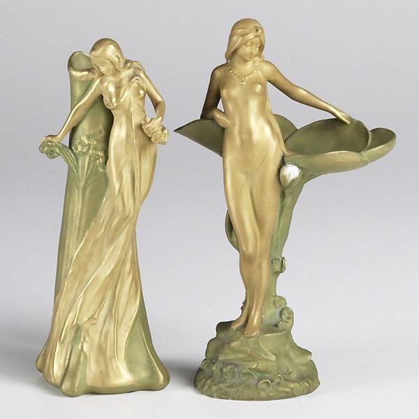 Appraisal: ERNST WAHLISSTwo Amphora porcelain figurines one with waterlily the other