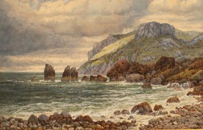 Appraisal: Arthur Suker - A Wild Day coastal view with rocky