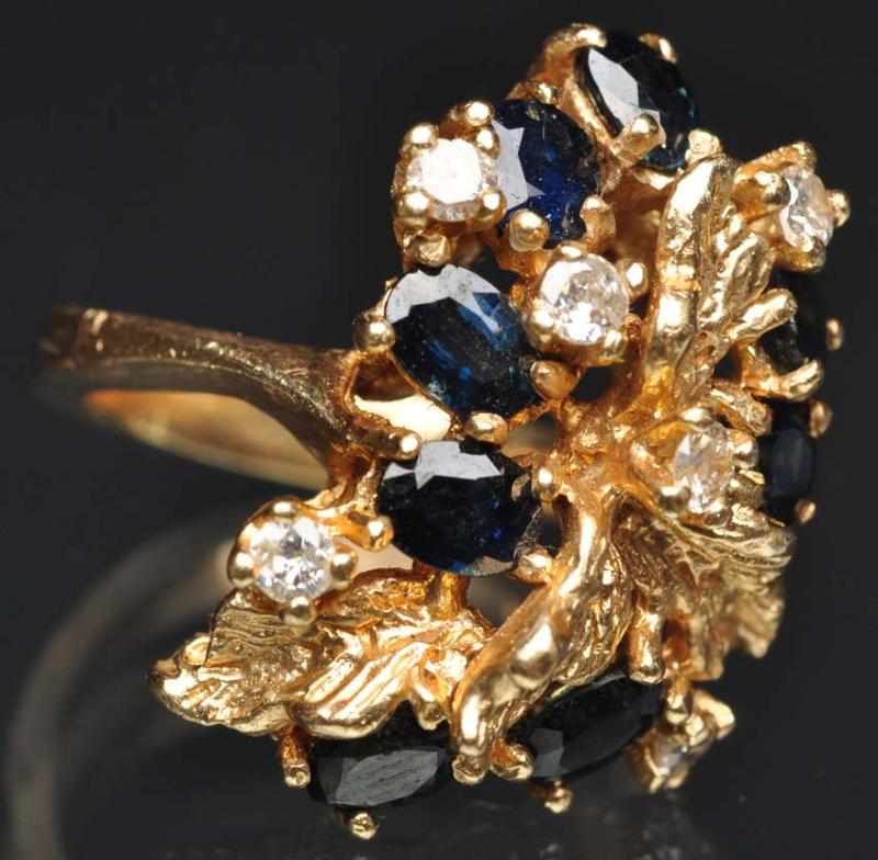 Appraisal: K Y Gold Sapphire Diamond Ring Weight grams dwt Condition