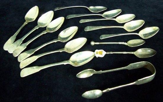 Appraisal: Six George III IV teaspoons fiddle pattern by William Bateman