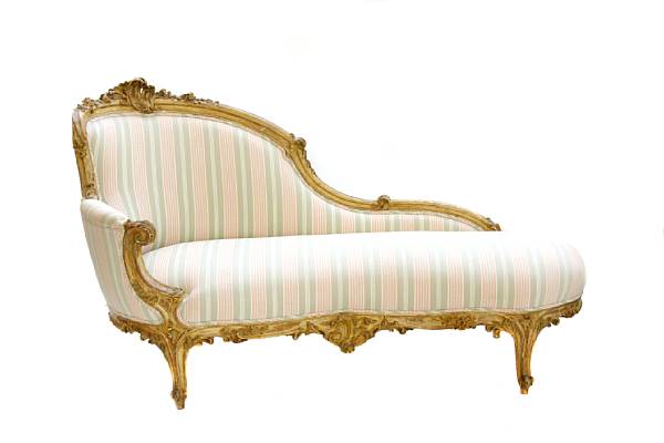 Appraisal: A Louis XV style and painted recamier circa height in