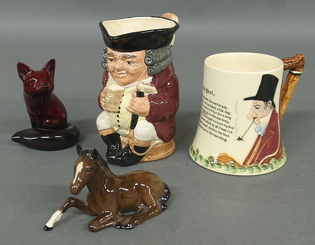 Appraisal: - Four Royal Doulton fox hunting items including a Toby