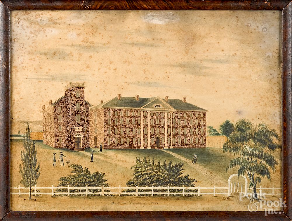 Appraisal: Watercolor and pencil view of Wesleyan University Exclusive on Bidsquare