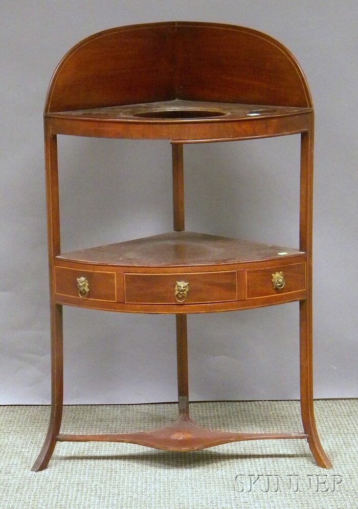 Appraisal: Regency Quarter-round Inlaid Mahogany Corner Chamberstand