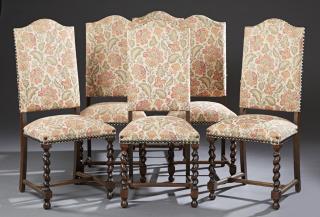 Appraisal: Set of Six French Louis XIII Style Carved Beech Di