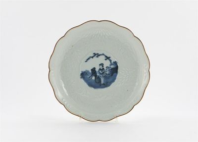 Appraisal: A Japanese blue and white moulded dish decorated in the