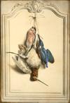 Appraisal: HANDCOLORED ENGRAVING - Trompe l'Oeil of Dead Fowl by Edouard