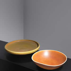 Appraisal: Berndt Friberg Swedish - Two ChargersGustavsberg Sweden glazed stoneware signature