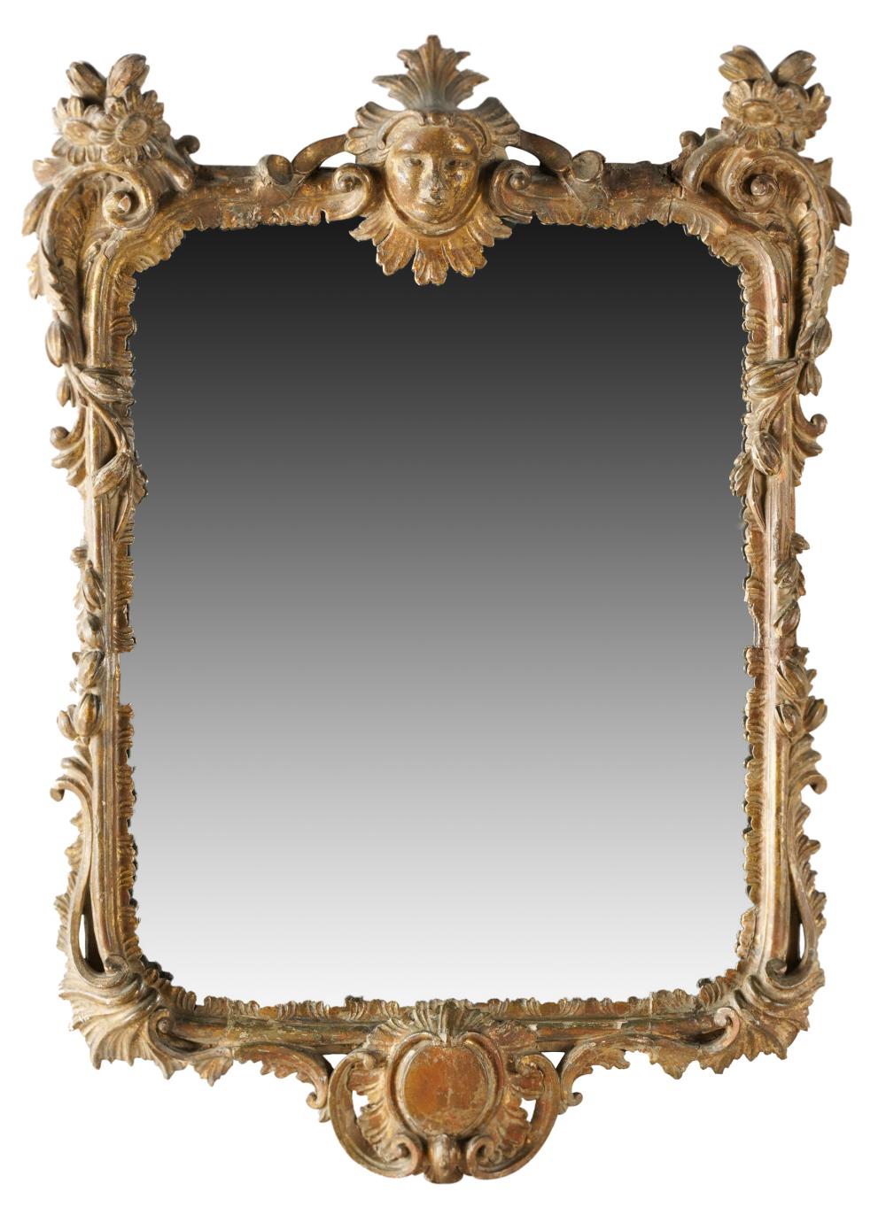 Appraisal: CONTINENTAL CARVED GILT WOOD WALL MIRRORCondition repairs chips wear to