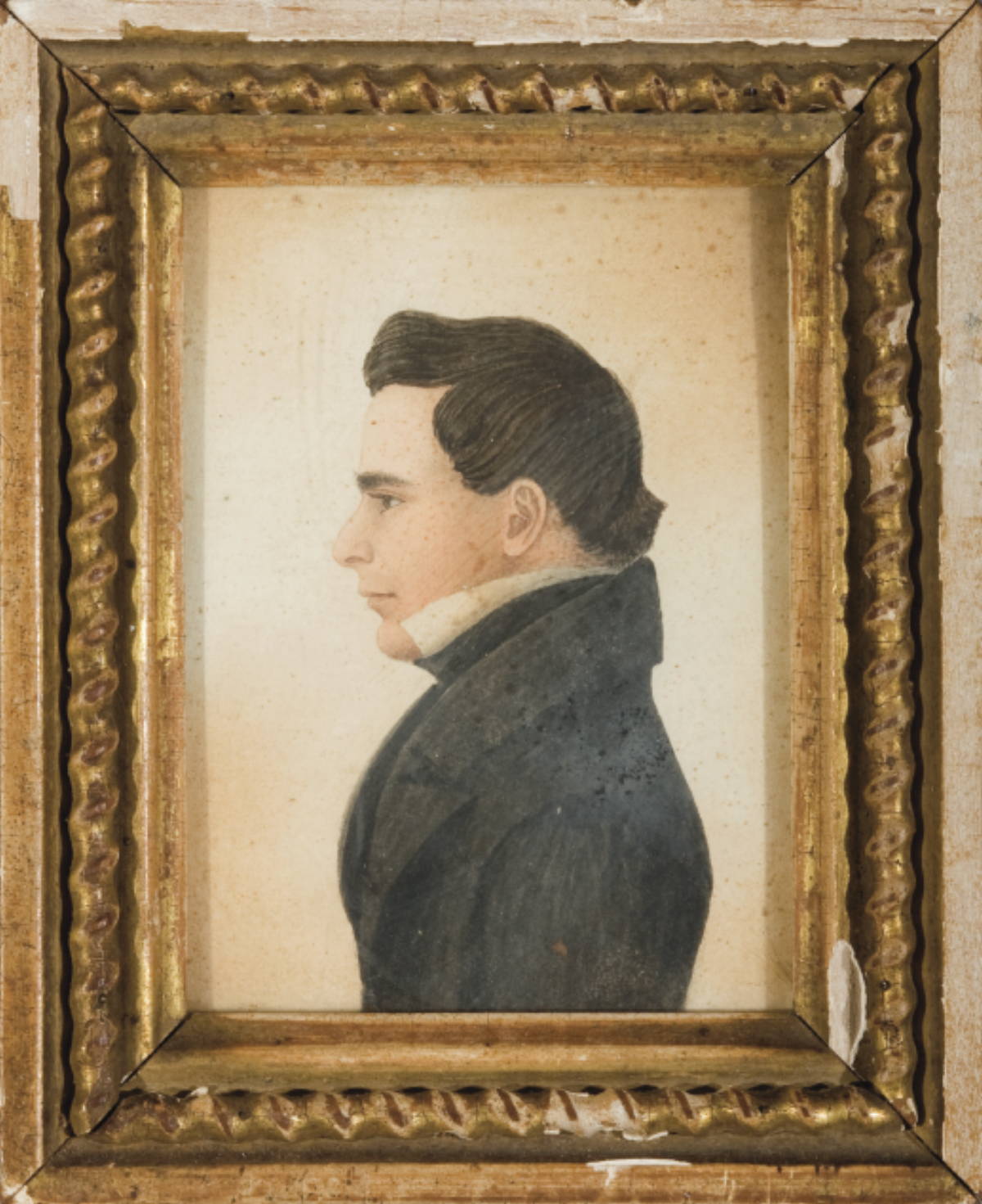 Appraisal: RUFUS PORTER - MINIATURE HALF-LENGTH PROFILE PORTAIT OF A GENTLEMAN