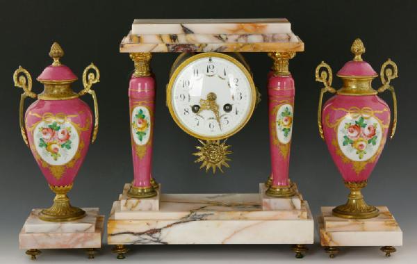 Appraisal: - th C French Sevres Garniture Clock set th C