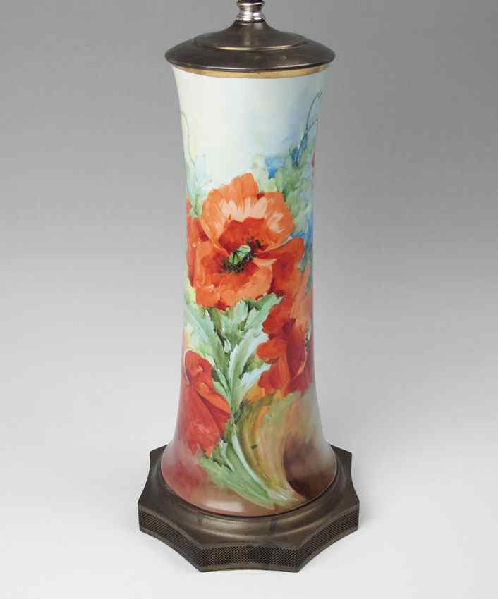 Appraisal: B CARLSSON HAND PAINTED LIMOGES PORCELAIN VASE LAMP Beatrice Carllson