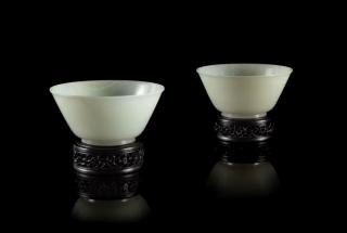 Appraisal: A Pair of Fine White Jade Bowls A Pair of