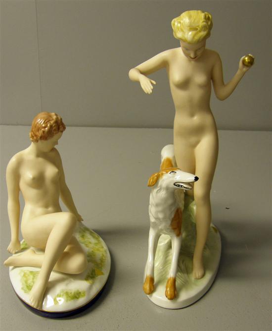 Appraisal: Two Royal Dux figures modern the first of a naked