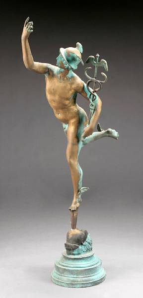 Appraisal: A patinated bronze figure of Mercury after Giambologna - Italian